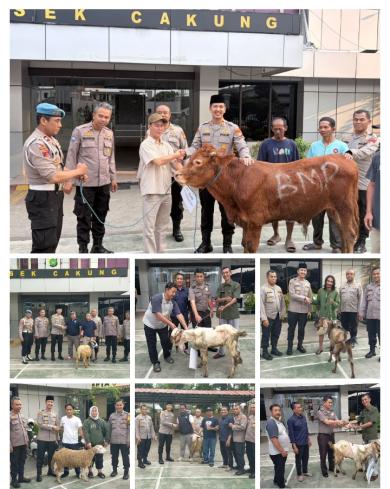 Polsek Cakung Memberikan dan menyalurkan Hewan Qurban untuk Masyarakat Cakung