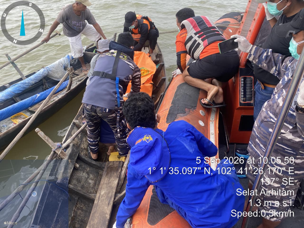 Hari Ketiga Pencarian, Pos TNI AL Selatpanjang Bersama Tim SAR Gabungan Berhasil Temukan Korban Kece